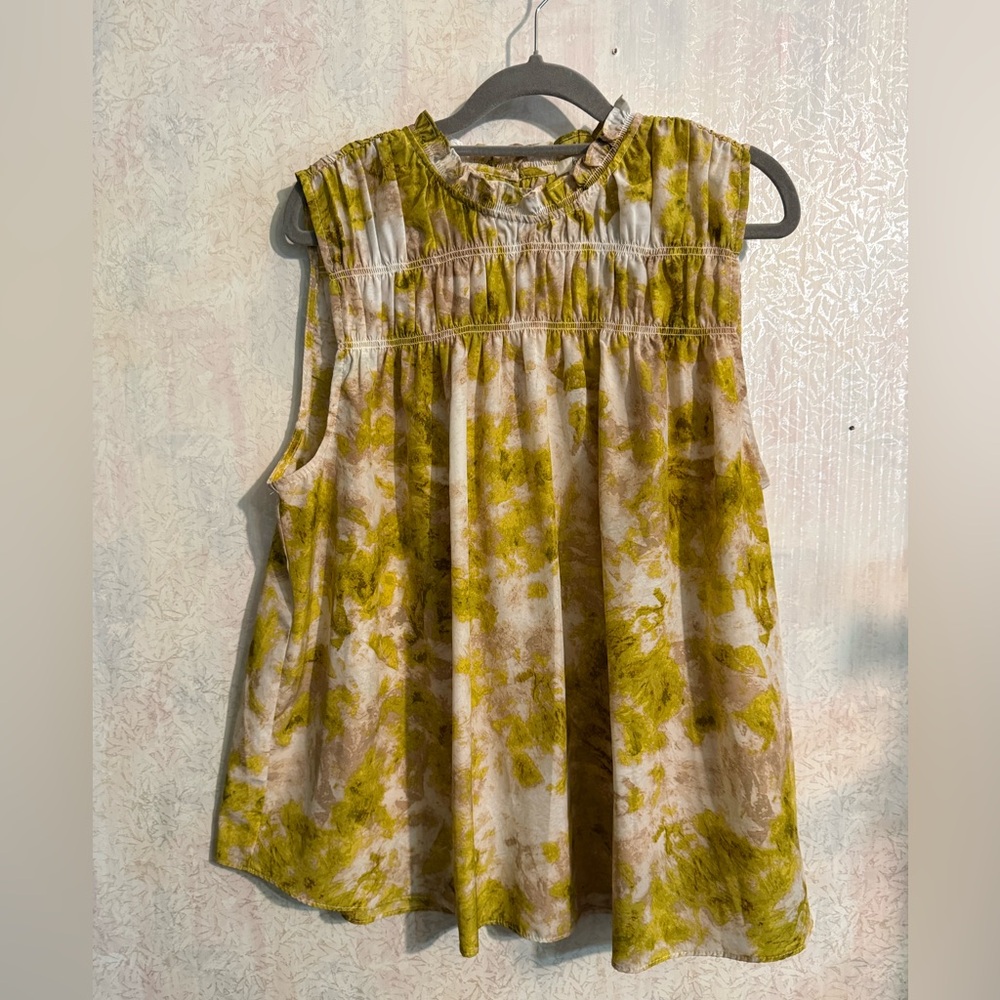 ANTHROPOLOGIE JOIE WOMENS FERN SIZE Ex-LARGE PORCELAIN PRINT SLEEVELESS BLOUSE